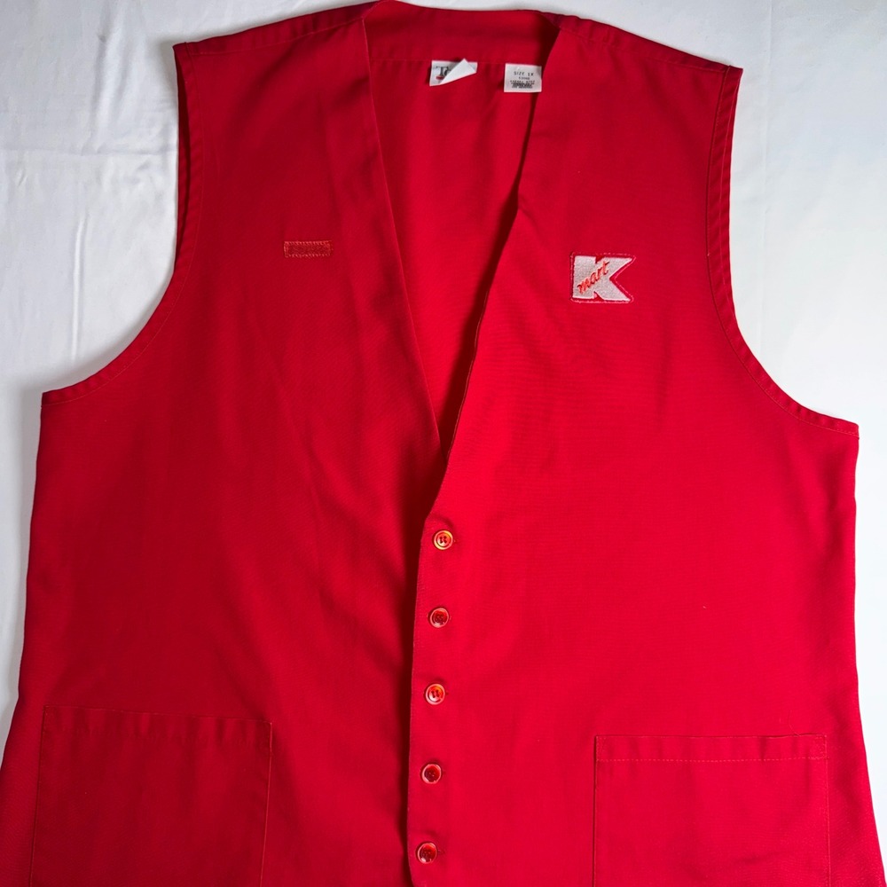 Vintage Kmart Employee Uniform Vest Red Todd Uniforms Size 1X Retro Retail Logo - Picture 11 of 15
